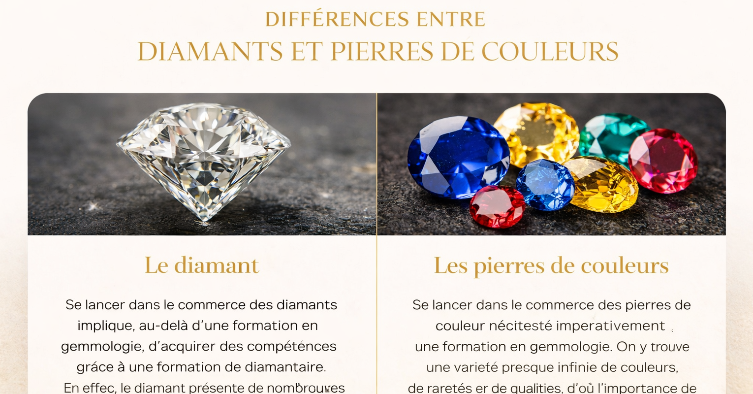 You are currently viewing DIFFÉRENCES ENTRE DIAMANTS ET PIERRES DE COULEURS