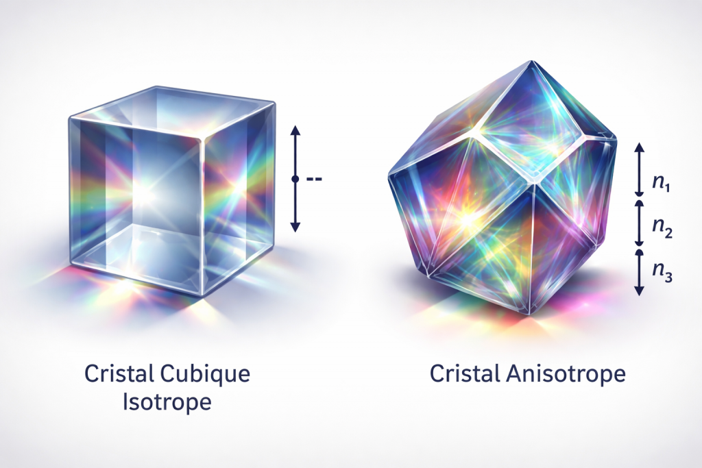 Cristaux Isotrope et Anisotrope Illustration IA