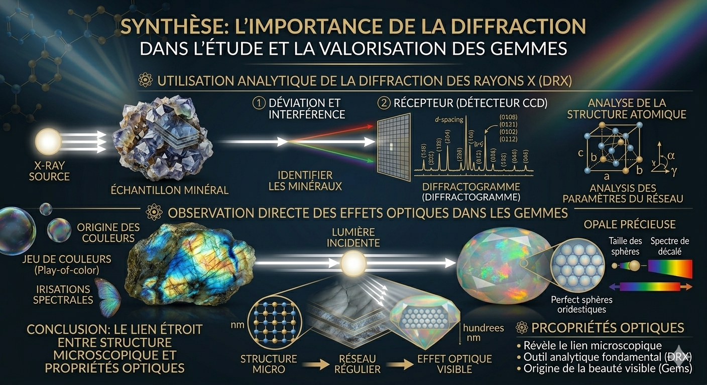 Diffraction de la lumière dans les minéraux et les gemmes